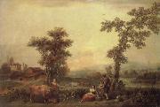Francesco Zuccarelli Landscape with a Woman Leading a Cow oil painting picture wholesale